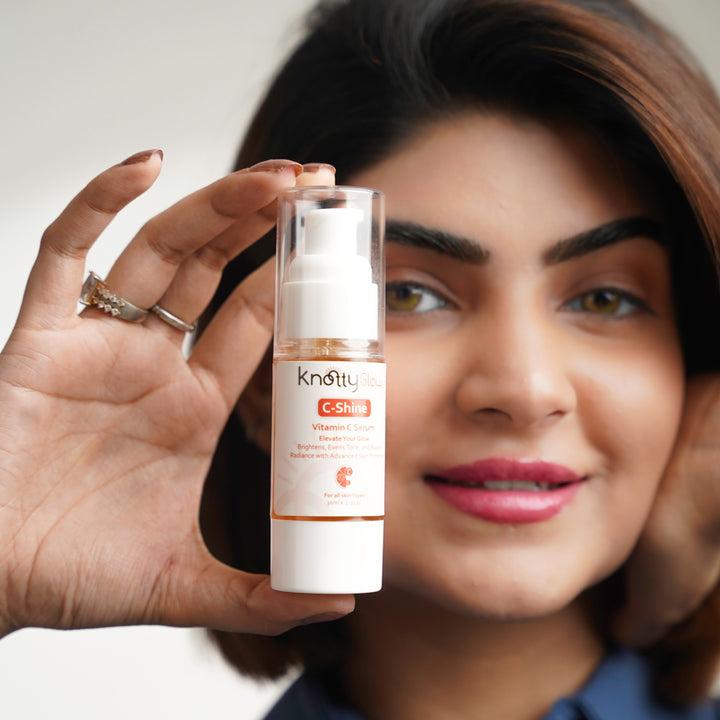 Enhance natural skin glow with C-Shine Vitamin C Serum.