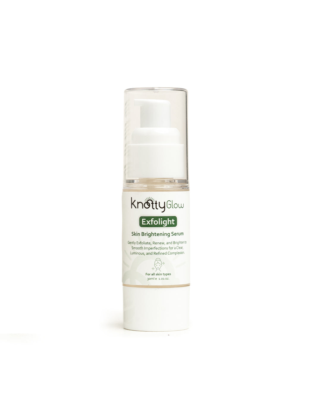 Skin brightening serum for dull and uneven skin that gently exfoliates, smooths texture, and improves overall tone clarity.