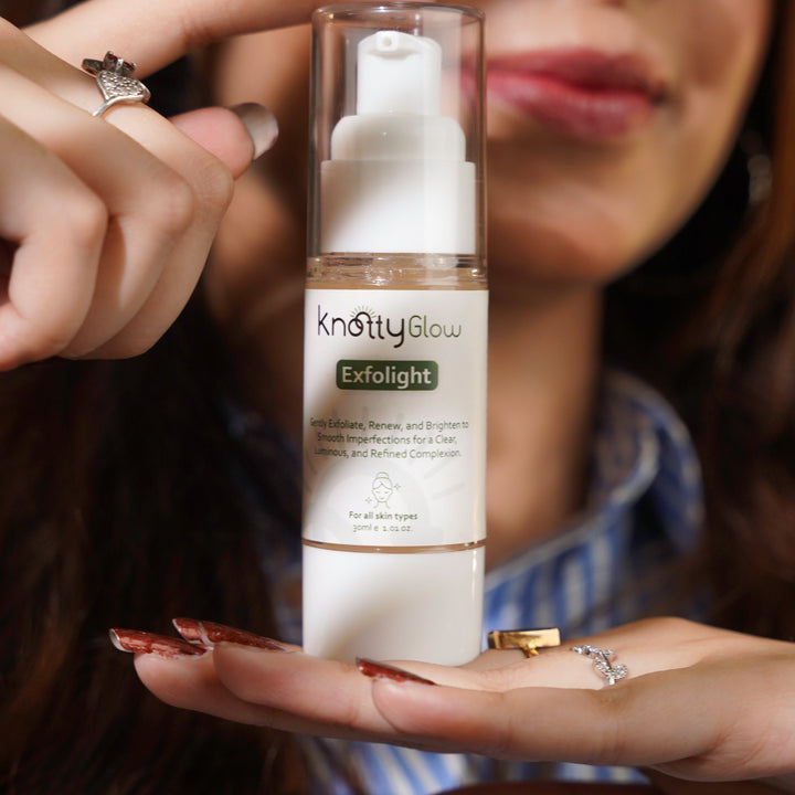 Exfolight Skin Brightening Serum for enhancing glow and revitalizing dull complexion.