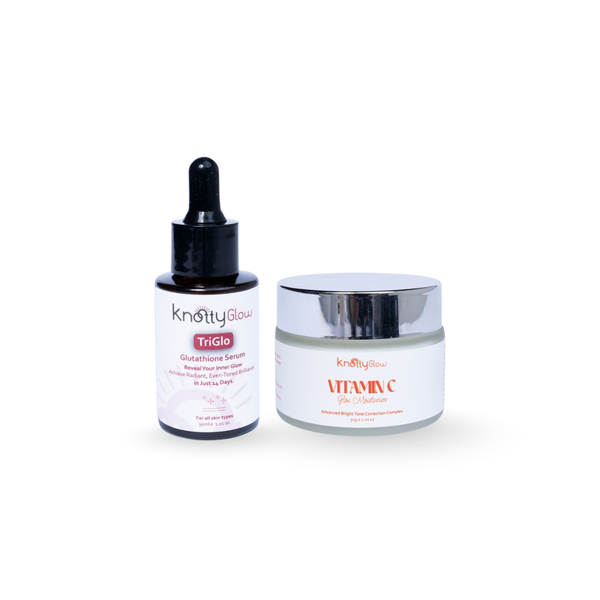 KnottyGlow Bright Revival Duo with TriGlo Serum and Vitamin C Glow Moisturizer for radiance and antioxidant repair.