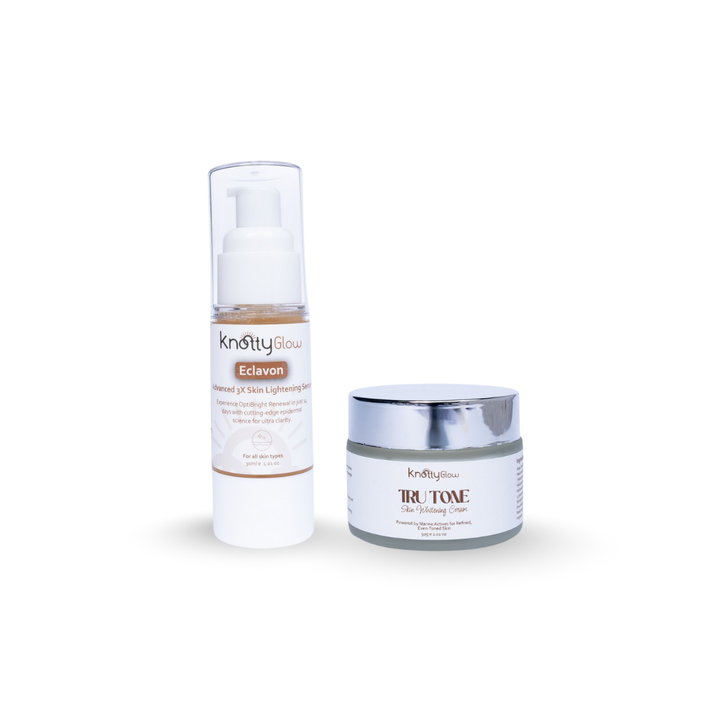 KnottyGlow Spot-Target Duo with TruTone Cream and Eclavon Serum for pigmentation and dark spot correction.
