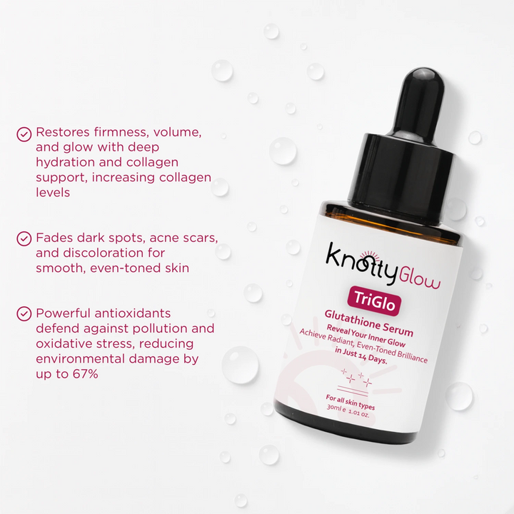 KnottyGlow TriGlo glutathione serum for Pakistani skin that brightens, fades discoloration, and evens tone