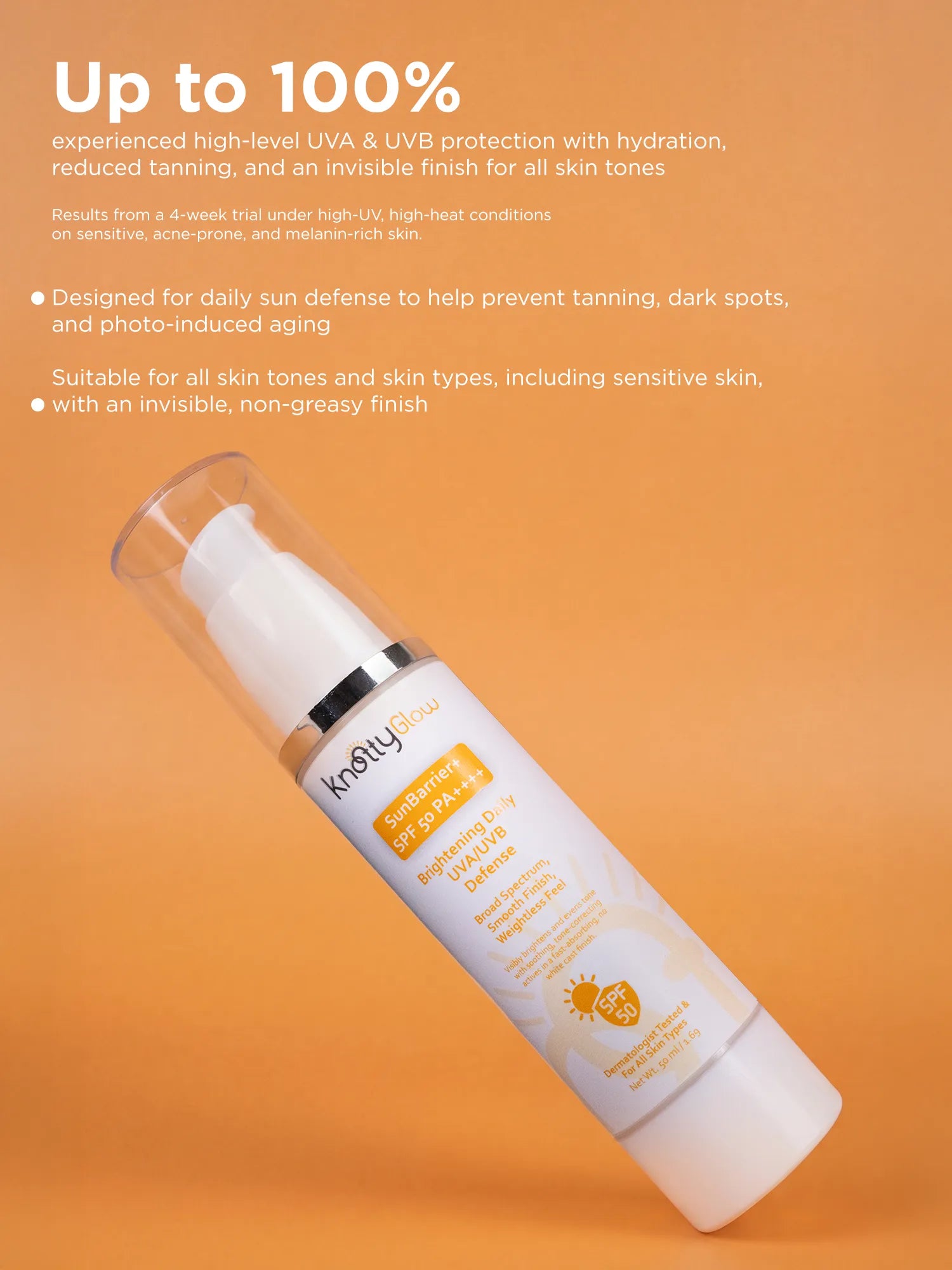 Lightweight SPF 50 face sunscreen with smooth non greasy finish designed for comfortable daily wear and compatibility with makeup.
