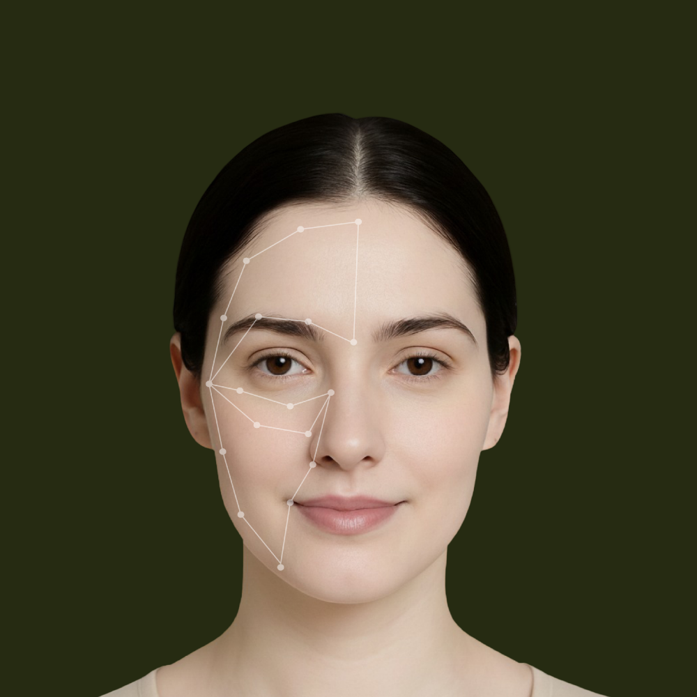 Minimal dark olive background used for premium skincare banner design and product feature highlights on beauty websites