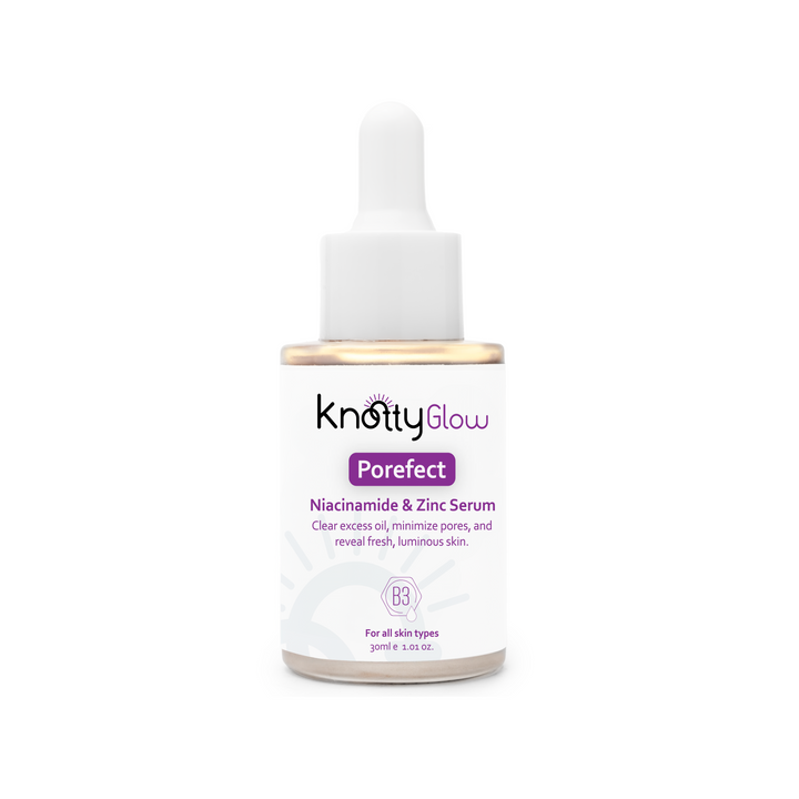 Porefect Niacinamide & Zinc Serum 30ml bottle for minimizing pores, balancing skin, and reducing oiliness.