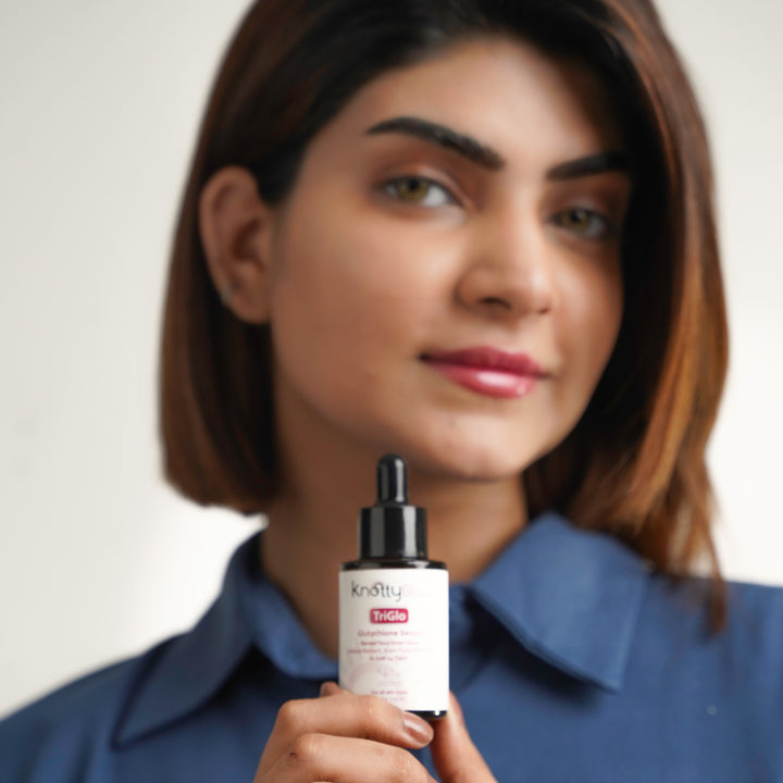 TriGlo Glutathione Serum to reduce skin fatigue and enhance youthful radiance.
