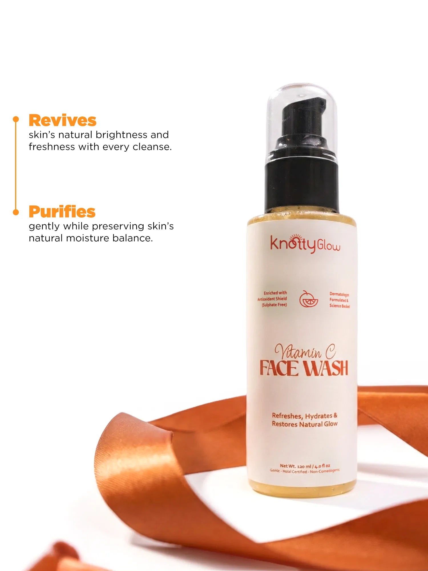 Brightening vitamin C face cleanser formulated to revive tired skin while gently purifying and maintaining moisture balance.